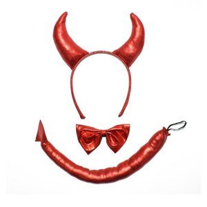 Halloween Unisex Red Devil Kit for Adults 3 Pieces new